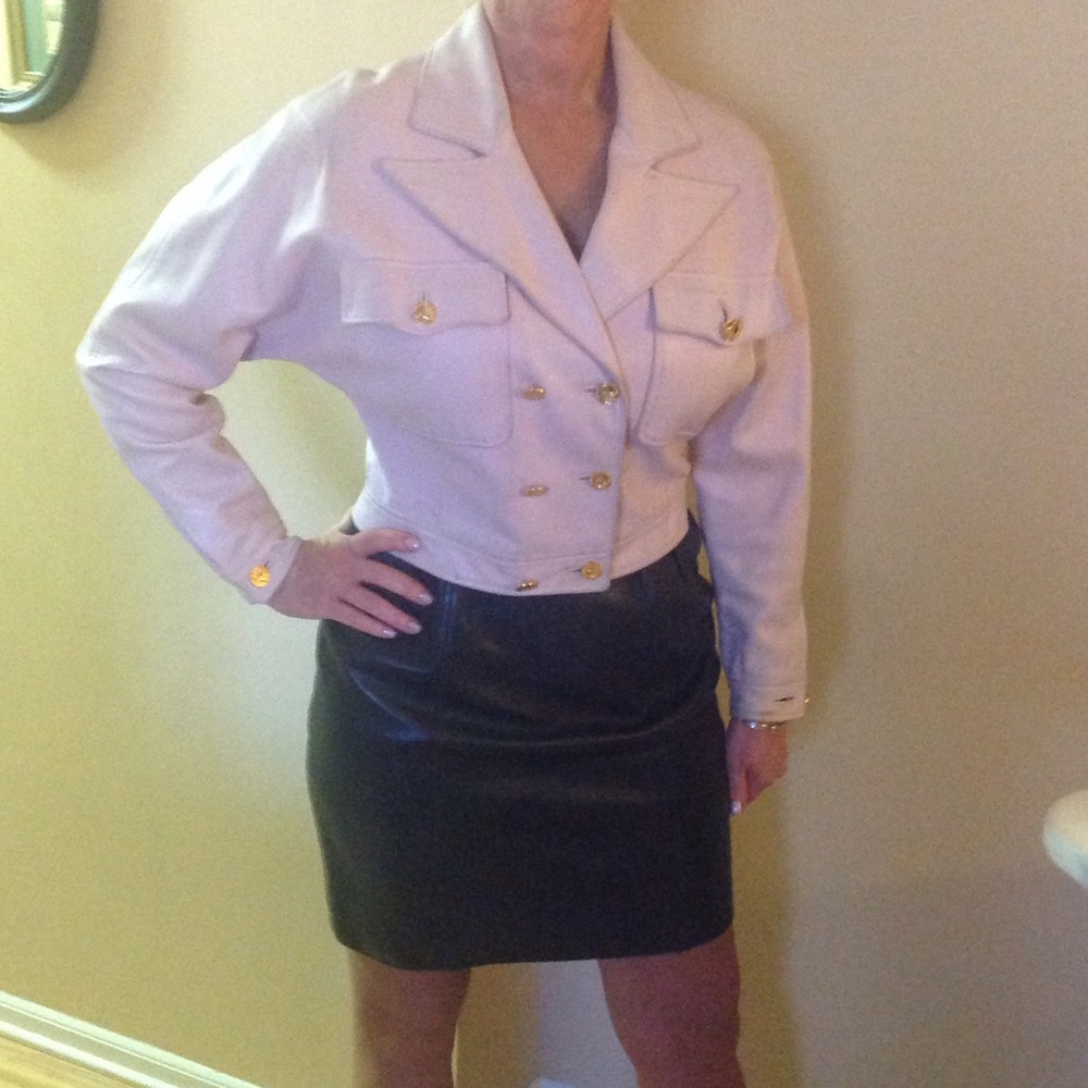 COPY - Vintage Authentic CHANEL leather skirt suit